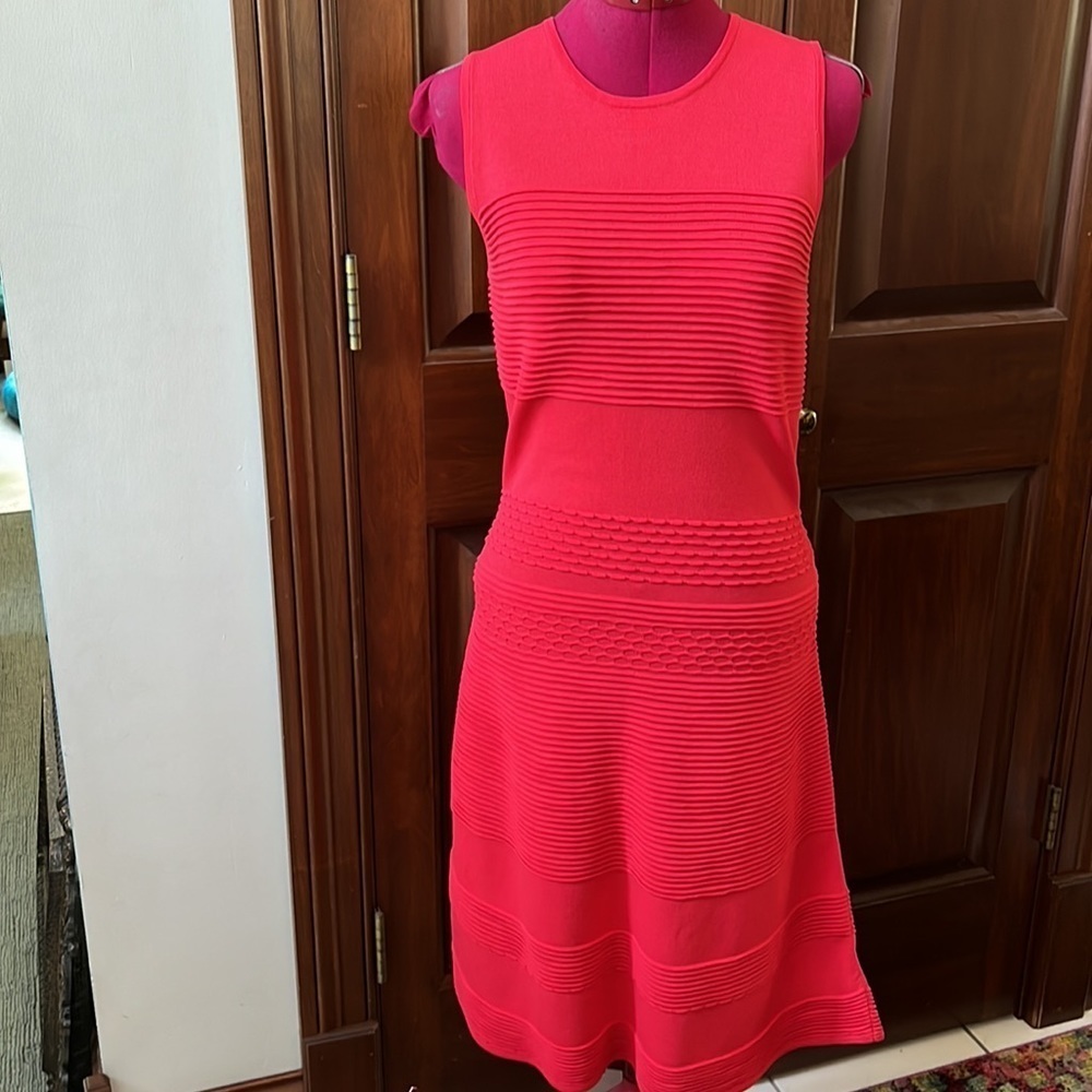 Antonio, Melani dress Stretchable Red Knit Mixed Pattern/Texture Size M NWT